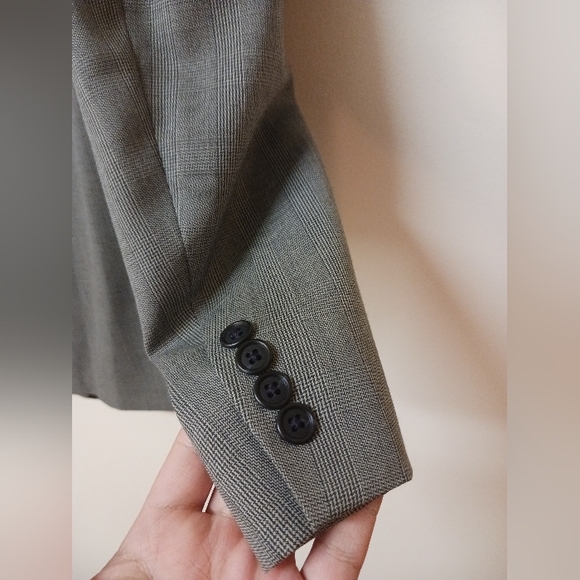 Vintage Stafford Men's | Size 46R |  Double Breasted | Glen Check | Grey Blazer - Picture 3 of 7